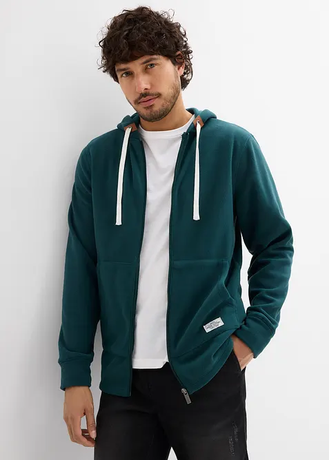 Giacca in pile con cappuccio e tasche applicate, bonprix