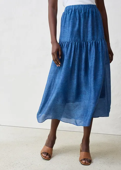 Gonna lunga in misto seta, bonprix