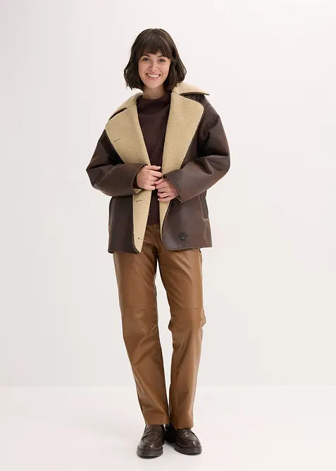 Pantaloni in similpelle con cinta comoda, bonprix