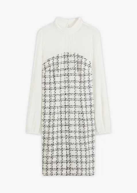 Miniabito in bouclé con maniche di chiffon, bonprix