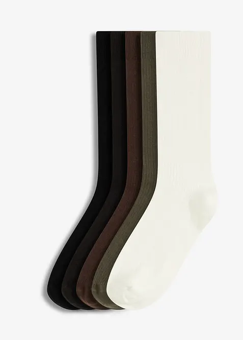 Calzini a coste con cotone biologico (pacco da 5 paia), bonprix