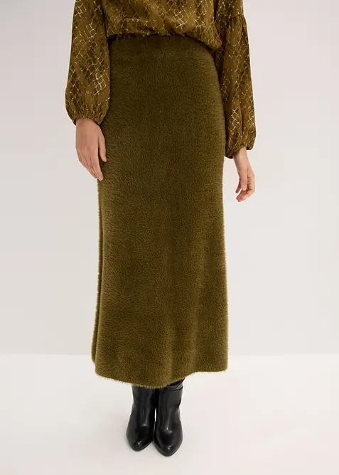 Gonna di maglia in filato morbido effetto piuma, bonprix