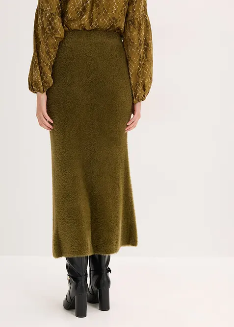 Gonna di maglia in filato morbido effetto piuma, bonprix