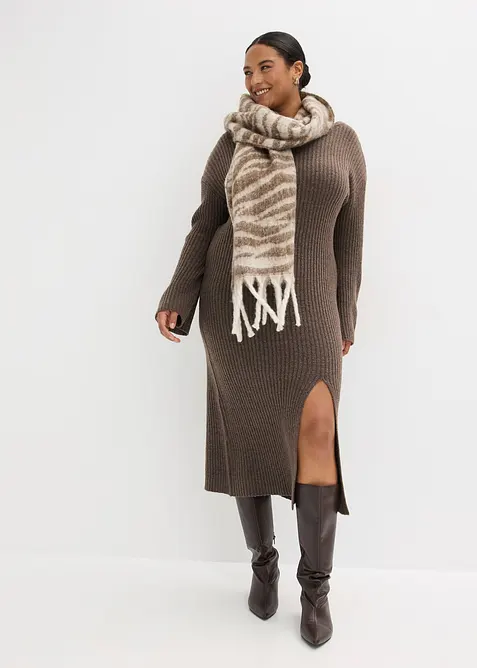 Abito in maglia con spacco, bonprix