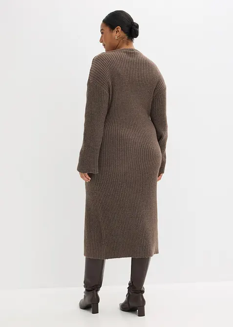 Abito in maglia con spacco, bonprix