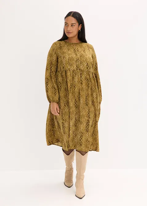 Abito midi in satin fluente, bonprix