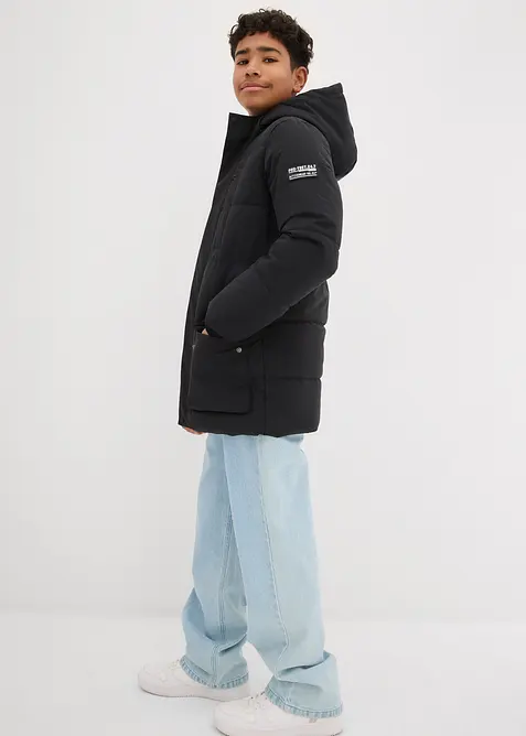 Parka trapuntato con dettagli sportivi e cappuccio, bonprix