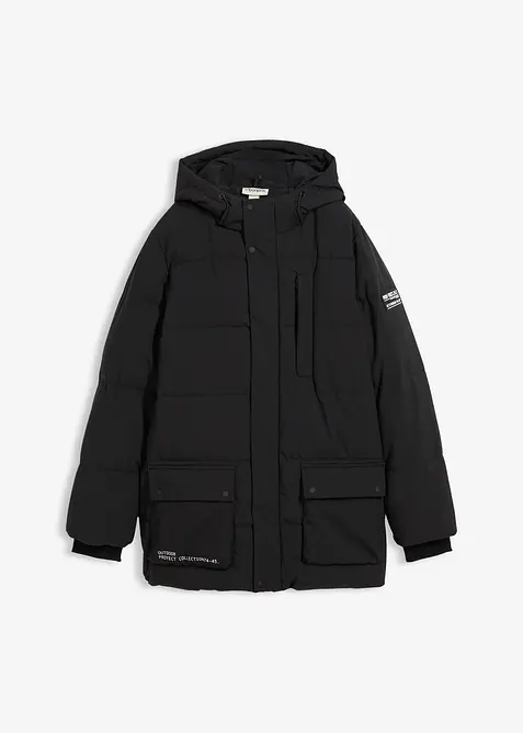 Parka trapuntato con dettagli sportivi e cappuccio, bonprix