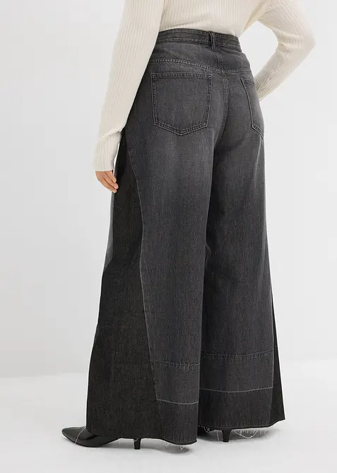 Jeans wide leg con inserto, vita alta, bonprix