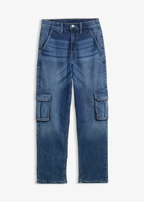 Jeans cargo termici loose fit con fodera in jersey, tapered, bonprix