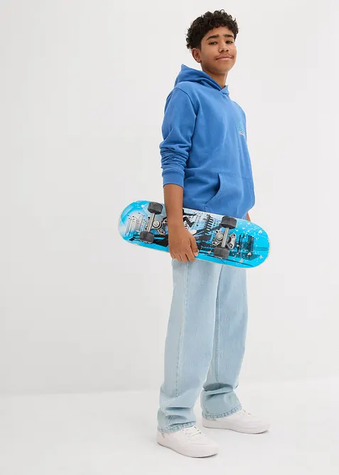 Felpa con cappuccio e stampa dietro in puro cotone biologico, bonprix