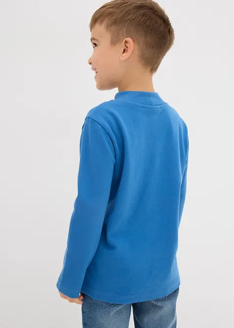 Maglia a maniche lunghe con collo dritto in puro cotone biologico (pacco da 2), bonprix