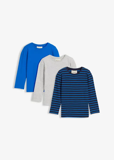 Maglia a maniche lunghe con cotone biologico (pacco da 3), bonprix