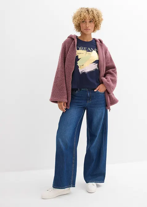 Giacca in pile teddy con spacchi laterali, bonprix