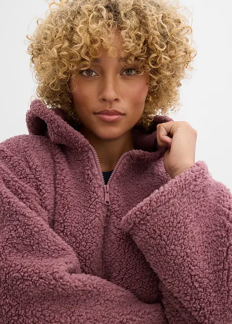 Giacca in pile teddy con spacchi laterali, bonprix