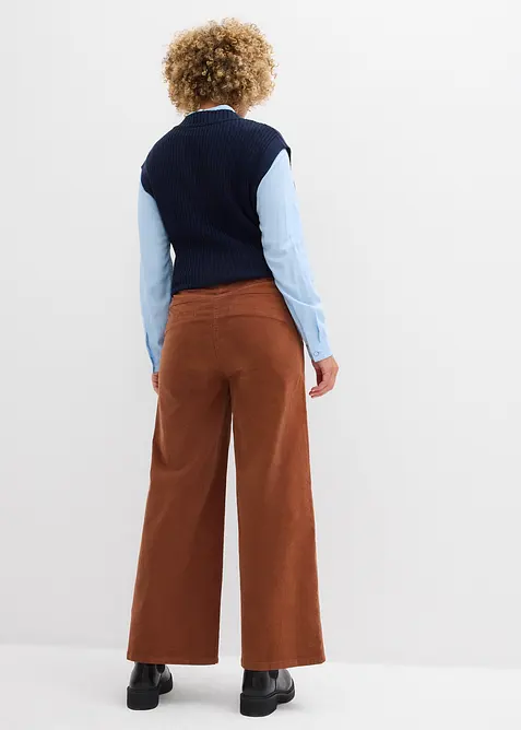 Pantaloni in velluto a coste con cinta comoda, vita alta, bonprix