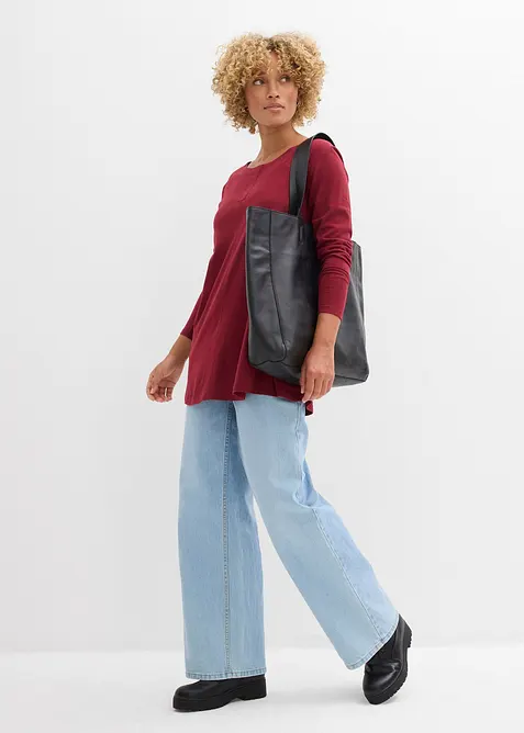 Maglia a maniche lunghe in misto cotone e viscosa, bonprix