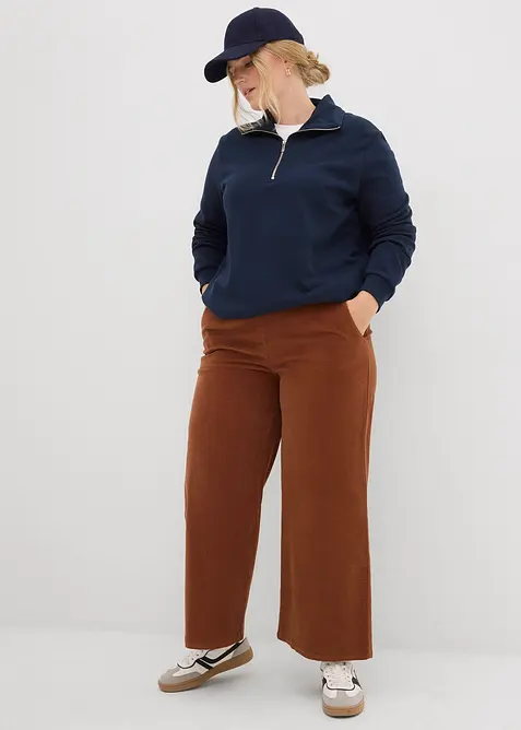 Pantaloni in velluto a coste con cinta comoda, vita alta, bonprix