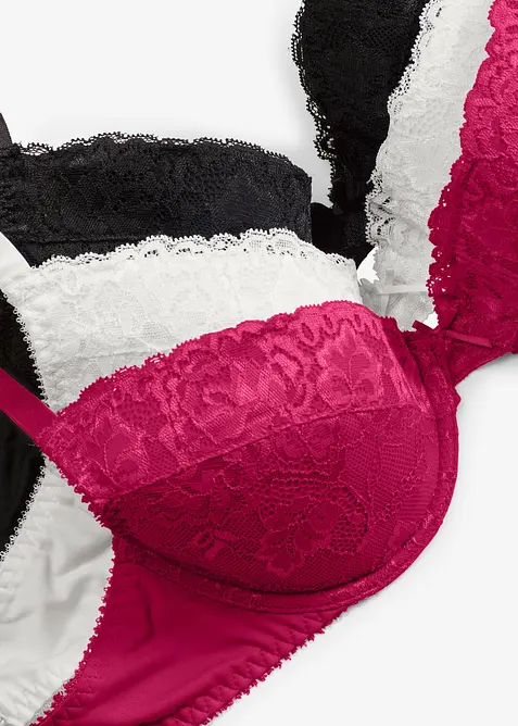 Reggiseno push-up con pizzo fine (pacco da 3), bonprix