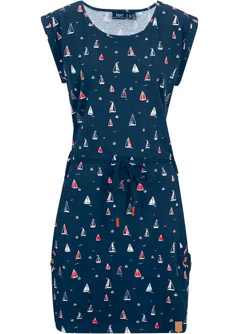 Abito in maglina fantasia con maniche ad aletta, bonprix