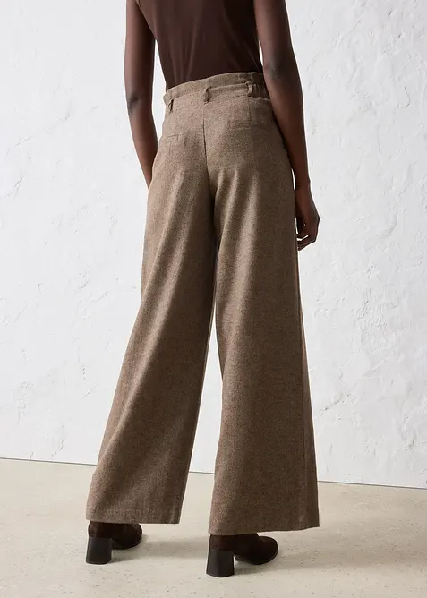 Pantaloni con pinces larghi in misto lana, bonprix