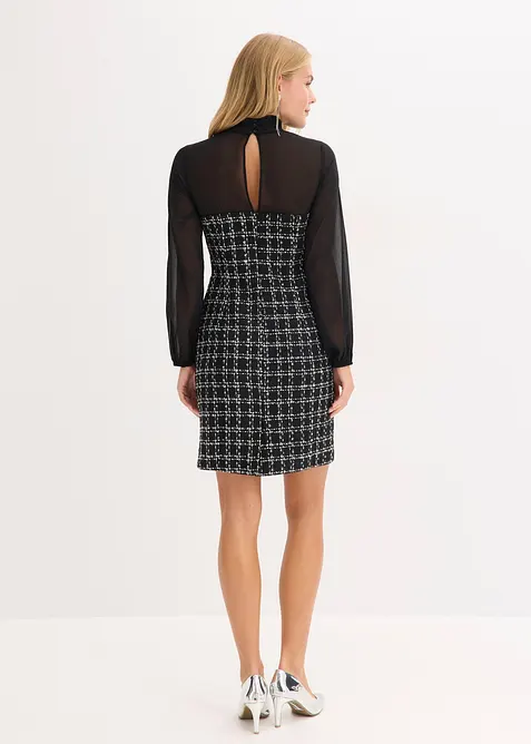 Miniabito in bouclé con maniche di chiffon, bonprix