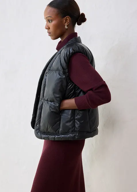 Gilet trapuntato in nappa d'agnello, bonprix