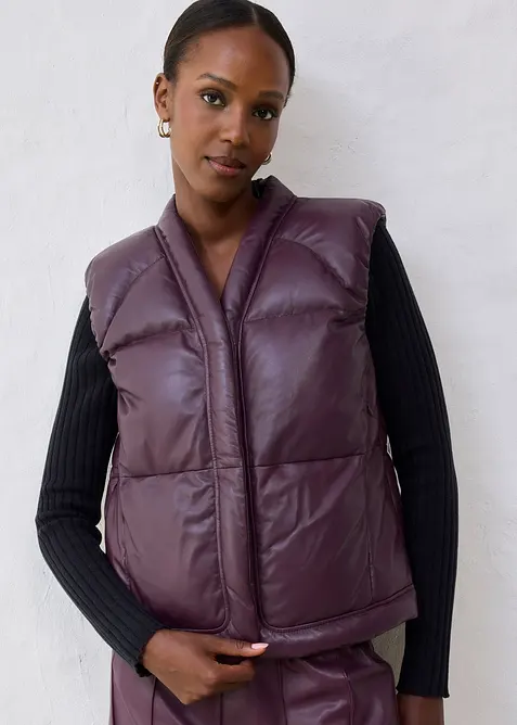 Gilet trapuntato in nappa d'agnello, bonprix