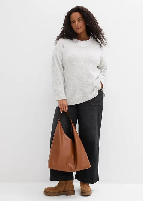 Maglione lungo oversize con spacchi ai lati, bonprix