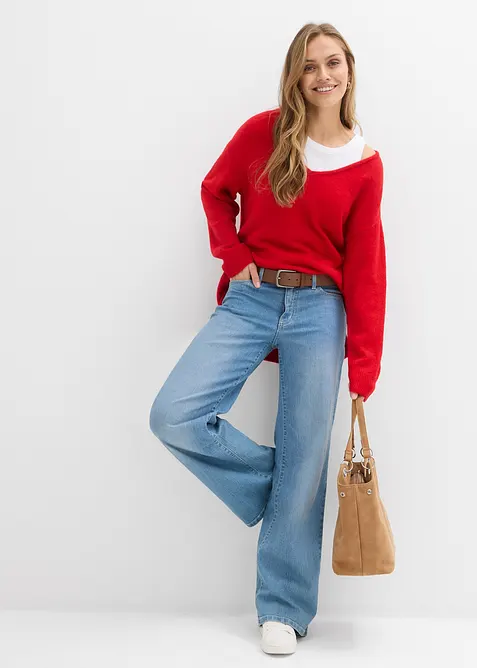 Maglione lungo oversize con spacchi ai lati, bonprix