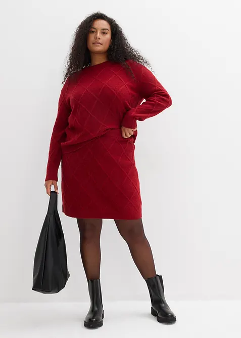 Gonna di maglia con motivo a rombi, bonprix