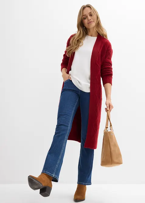 Maxi cardigan in maglia con motivo a rombi, bonprix