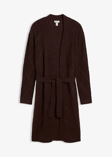 Maxi cardigan in maglia con motivo a rombi, bonprix