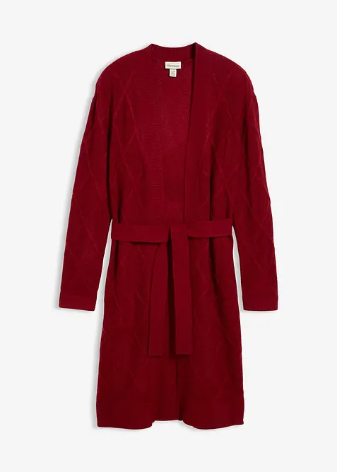 Maxi cardigan in maglia con motivo a rombi, bonprix