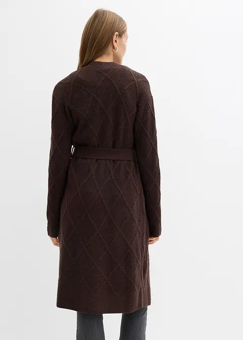 Maxi cardigan in maglia con motivo a rombi, bonprix