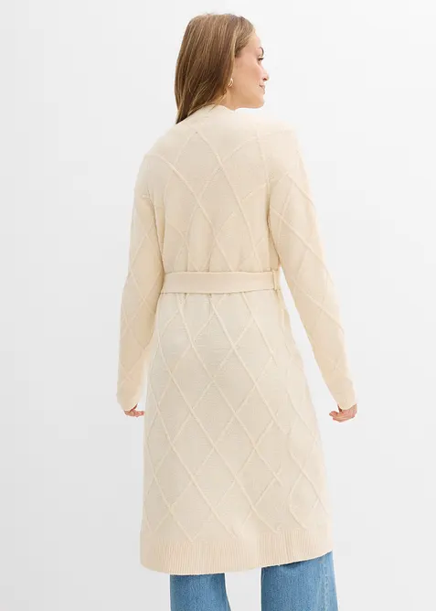 Maxi cardigan in maglia con motivo a rombi, bonprix