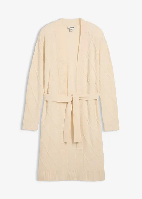 Maxi cardigan in maglia con motivo a rombi, bonprix