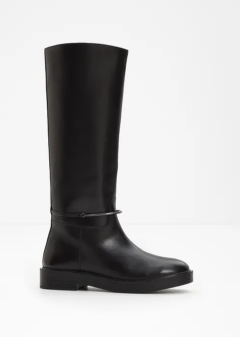 Stivali in pelle con gambale largo, bonprix