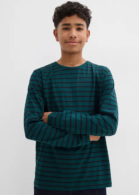 Maglia a maniche lunghe in puro cotone biologico (pacco da 2), bonprix