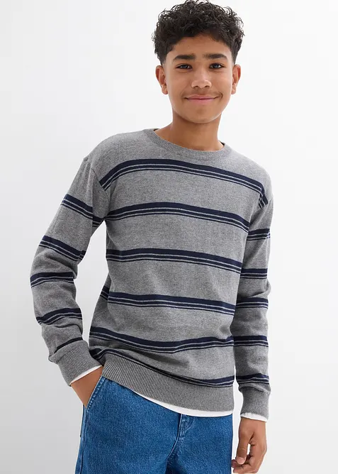 Maglione in filato fine di puro cotone riciclabile, bonprix