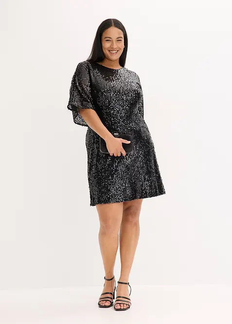 Abito oversize in paillettes, bonprix