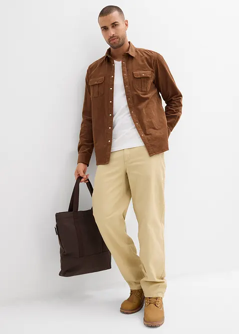 Camicia di velluto a coste elasticizzato con cotone, bonprix