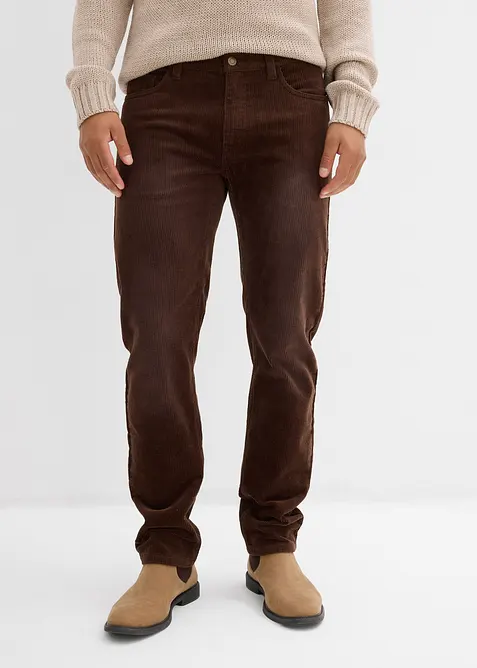 Pantaloni di velluto a coste elasticizzato effetto lavato regular fit, straight, bonprix