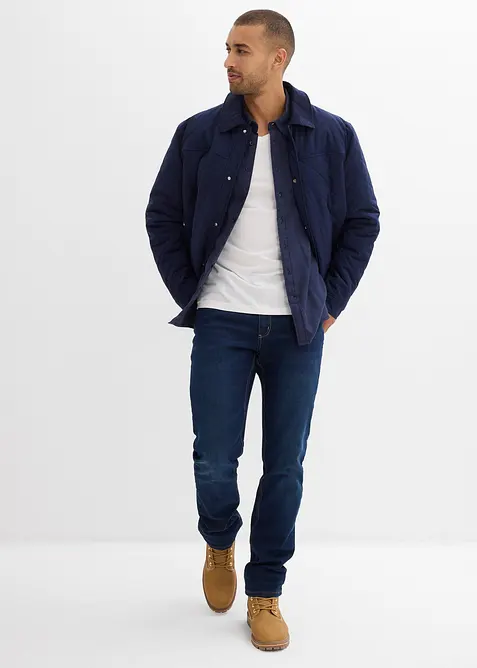 Camicia in flanella di puro cotone con pattine sulle spalle, bonprix