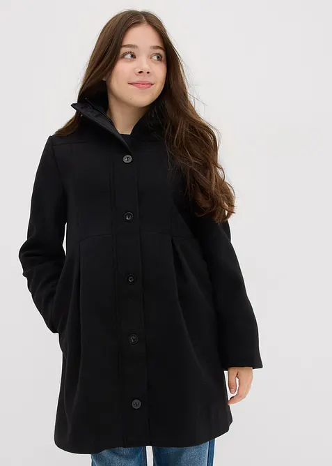 Cappotto svasato con cappuccio e pinces, bonprix