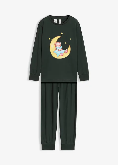 Pigiama in morbido cotone con stampa fosforescente, bonprix