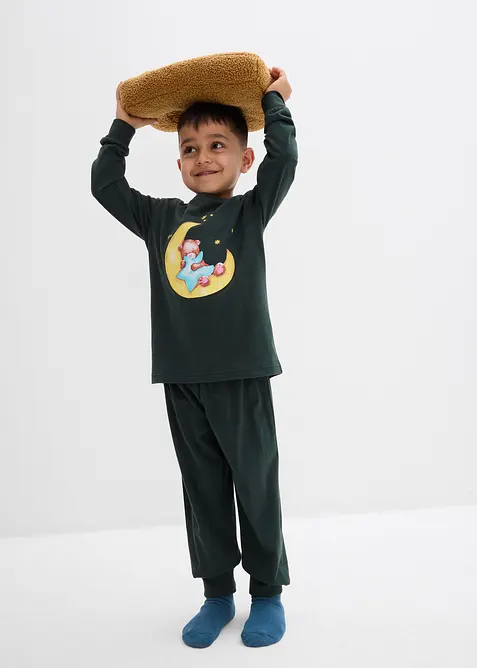 Pigiama in morbido cotone con stampa fosforescente, bonprix