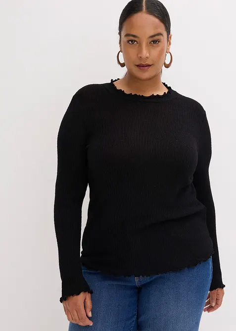 Maglia a costine in misto viscosa, bonprix