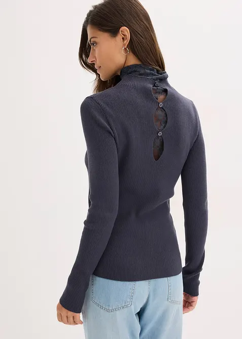 Maglione a coste in misto viscosa fluente, bonprix