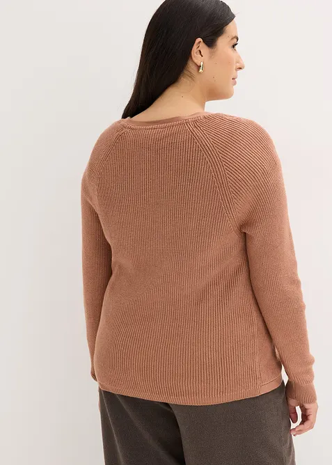 Maglione a coste in misto viscosa fluente, bonprix